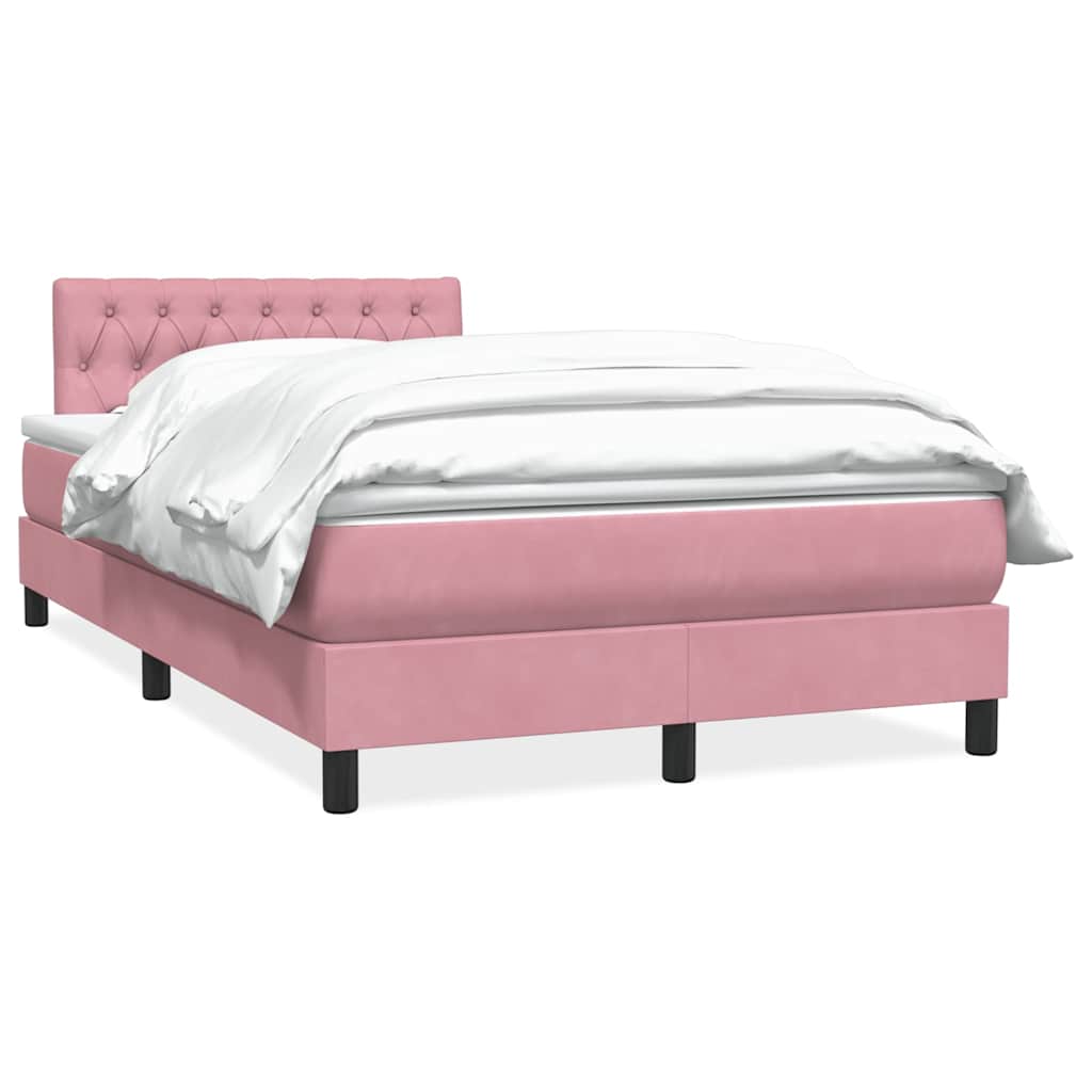 Boxspring met matras fluweel roze 120x220 cm is nu te koop bij PeponiXL, paradijselijk wonen!