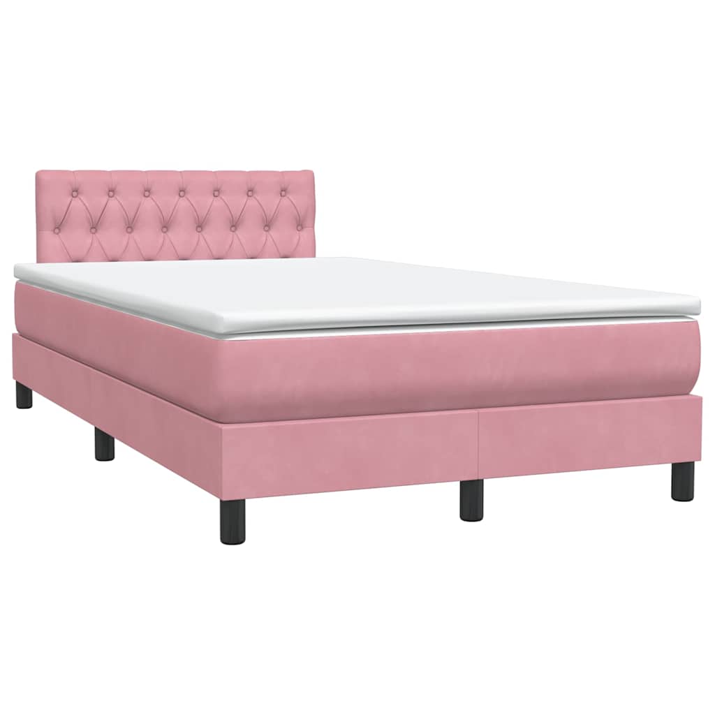 Boxspring met matras fluweel roze 120x220 cm is nu te koop bij PeponiXL, paradijselijk wonen!