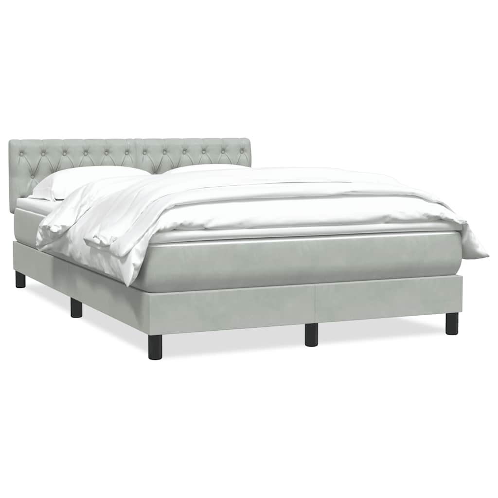 Boxspring met matras fluweel lichtgrijs 160x220 cm is nu te koop bij PeponiXL, paradijselijk wonen!