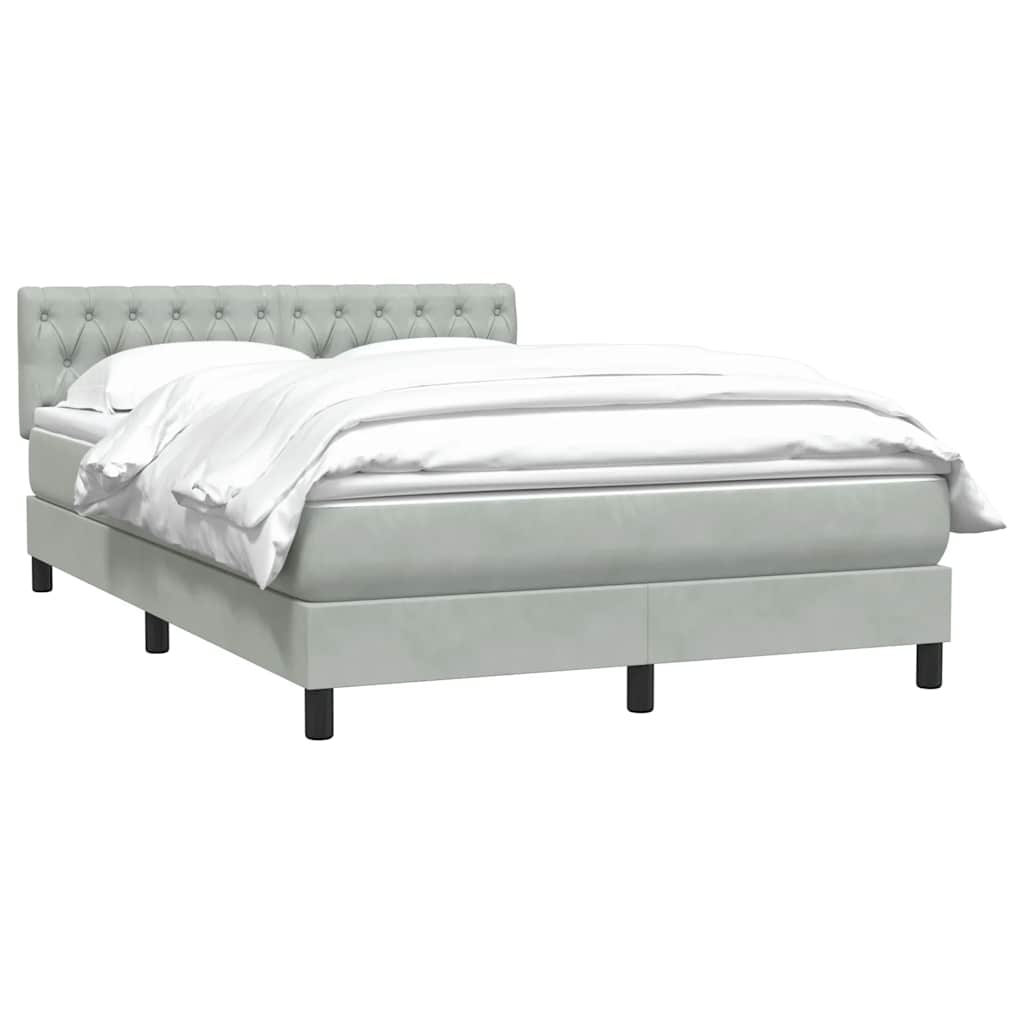 Boxspring met matras fluweel lichtgrijs 160x220 cm is nu te koop bij PeponiXL, paradijselijk wonen!