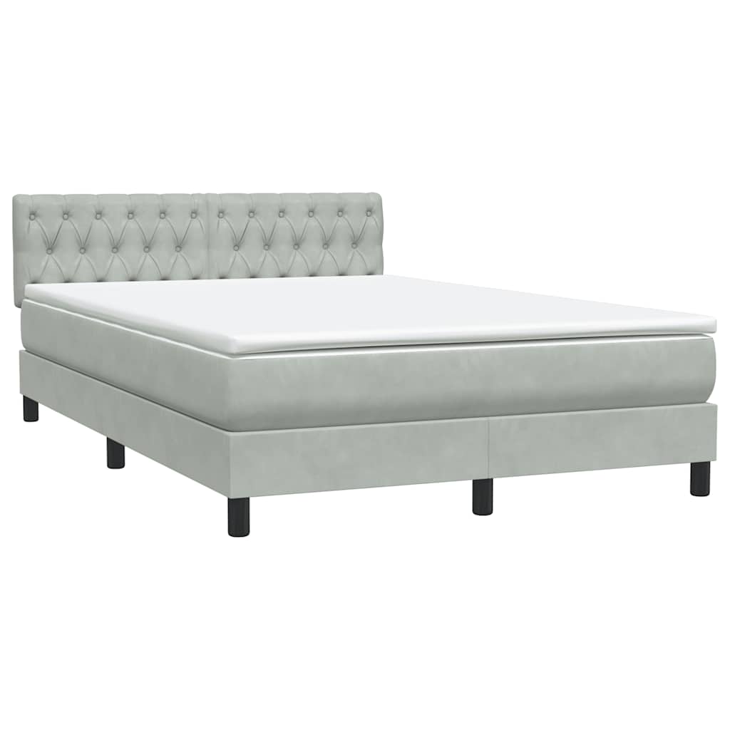 Boxspring met matras fluweel lichtgrijs 160x220 cm is nu te koop bij PeponiXL, paradijselijk wonen!