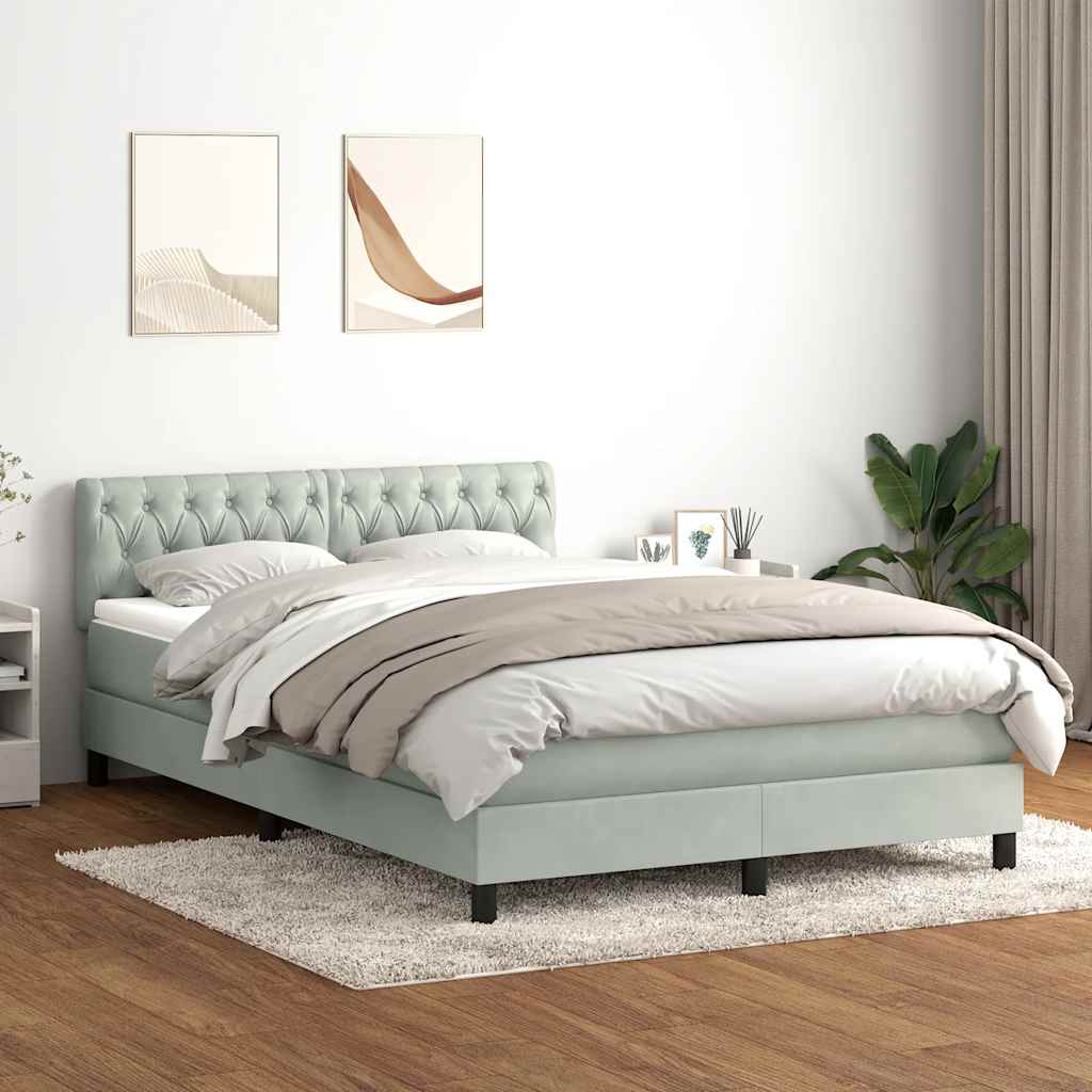 Boxspring met matras fluweel lichtgrijs 160x220 cm is nu te koop bij PeponiXL, paradijselijk wonen!