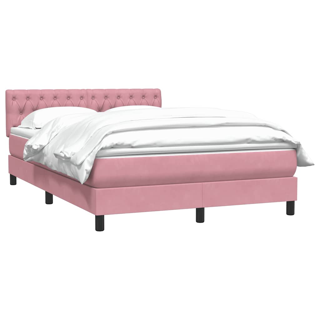 Boxspring met matras fluweel roze 160x220 cm