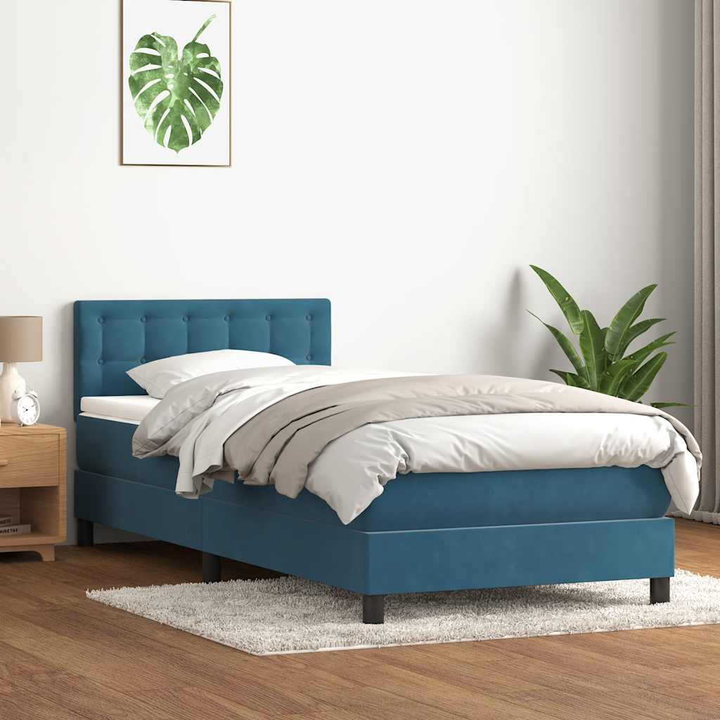 Boxspring met matras fluweel donkerblauw 80x210 cm is nu te koop bij PeponiXL, paradijselijk wonen!