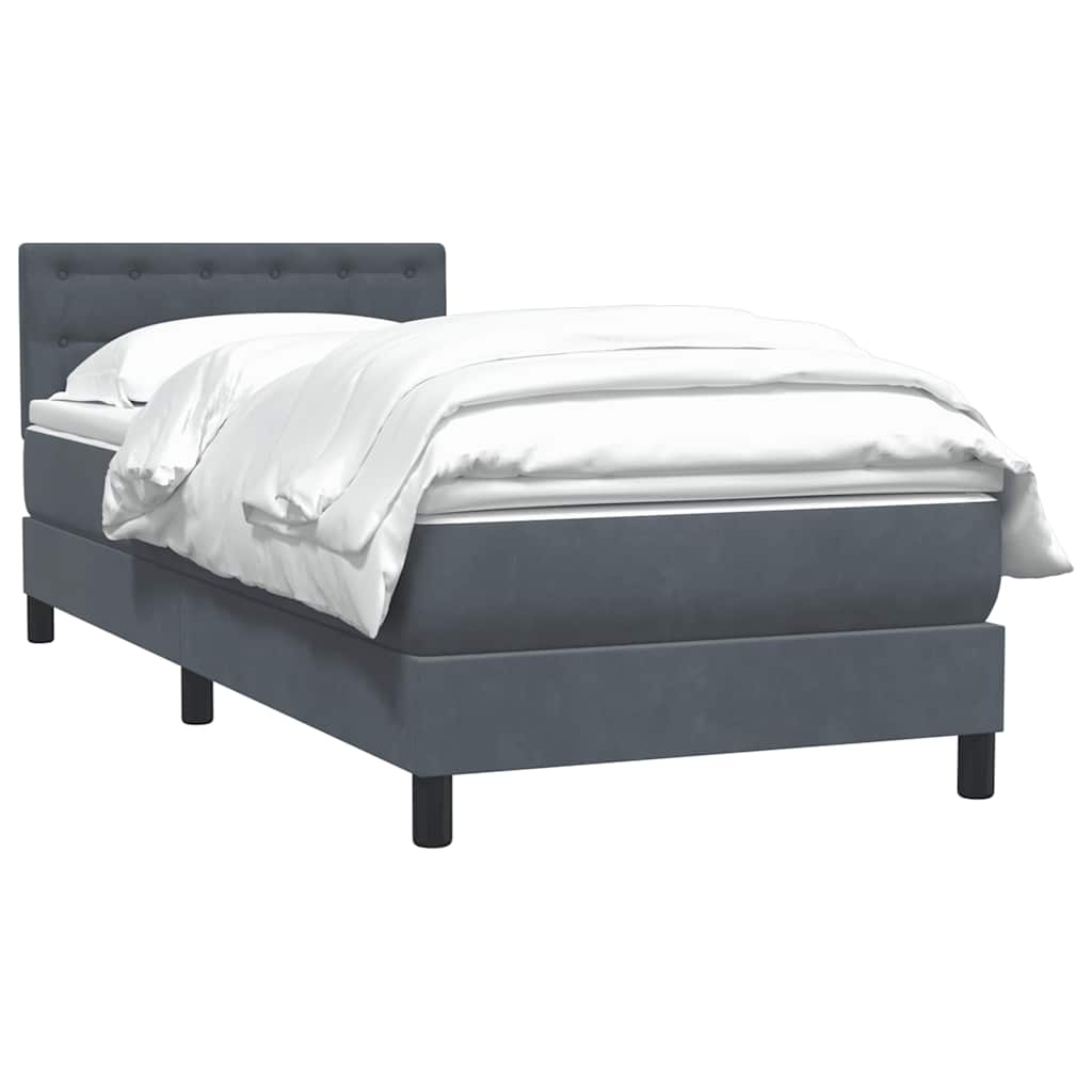 Boxspring met matras fluweel donkergrijs 90x210 cm