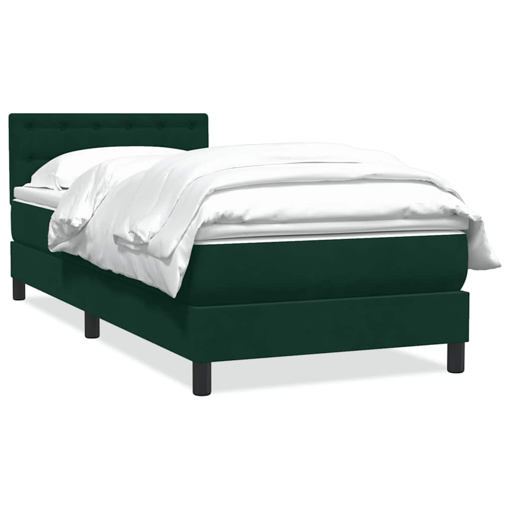 Boxspring met matras fluweel donkergroen 90x210 cm