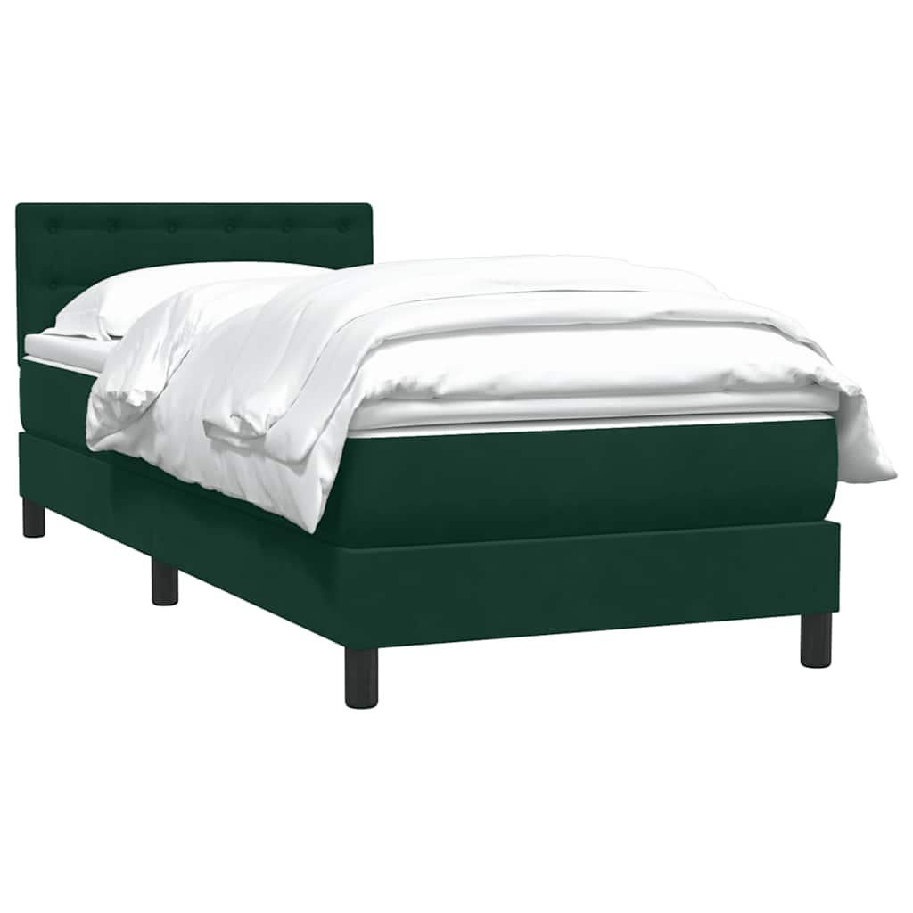 Boxspring met matras fluweel donkergroen 90x210 cm