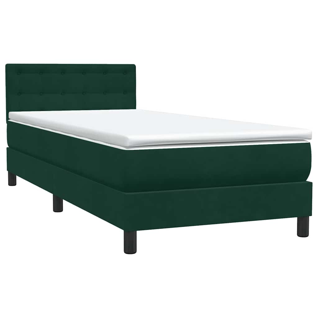 Boxspring met matras fluweel donkergroen 90x210 cm