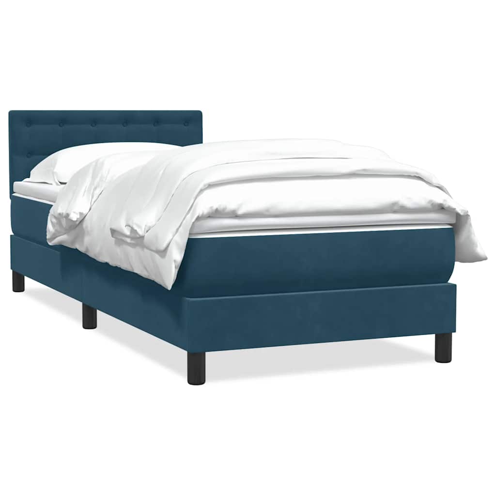 Boxspring met matras fluweel donkerblauw 90x210 cm
