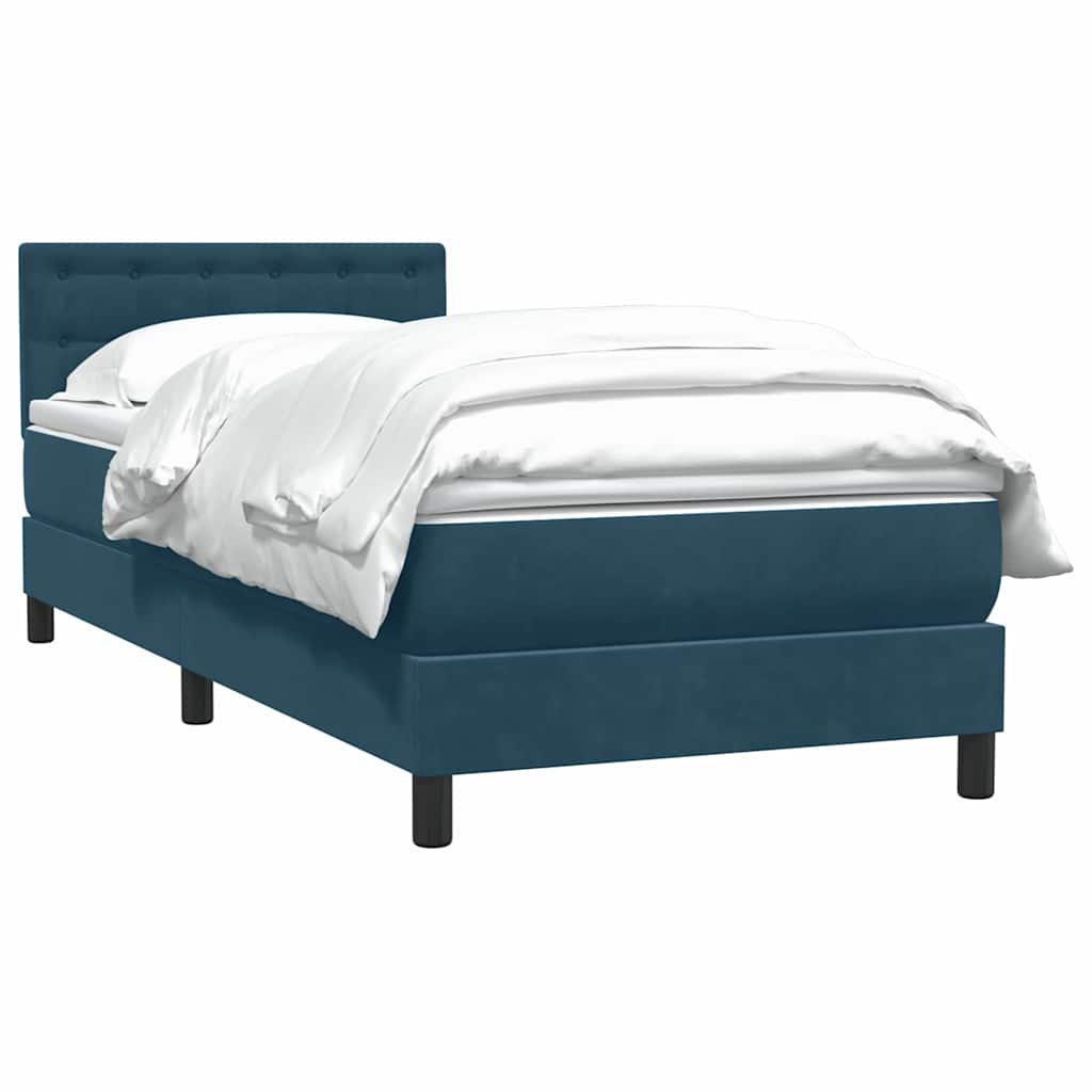 Boxspring met matras fluweel donkerblauw 90x210 cm