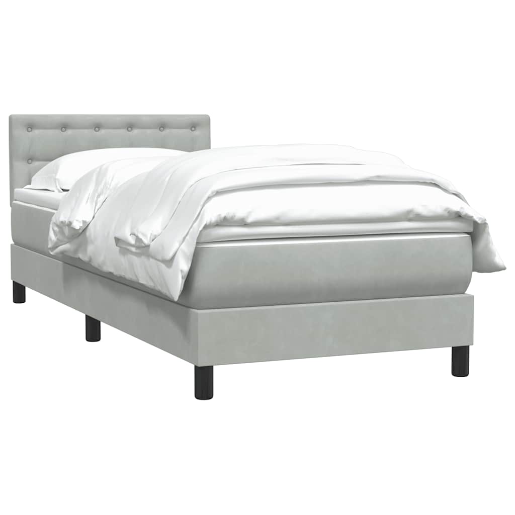 Boxspring met matras fluweel lichtgrijs 100x210 cm