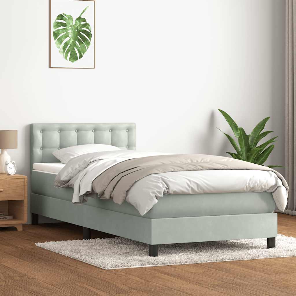 Boxspring met matras fluweel lichtgrijs 100x210 cm