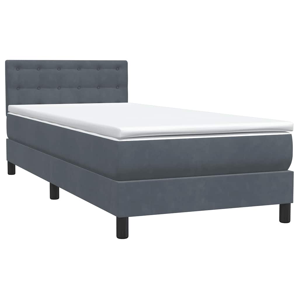 Boxspring met matras fluweel donkergrijs 100x210 cm