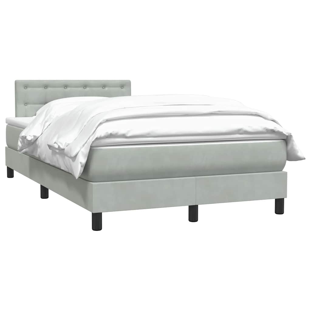 Boxspring met matras fluweel lichtgrijs 120x210 cm