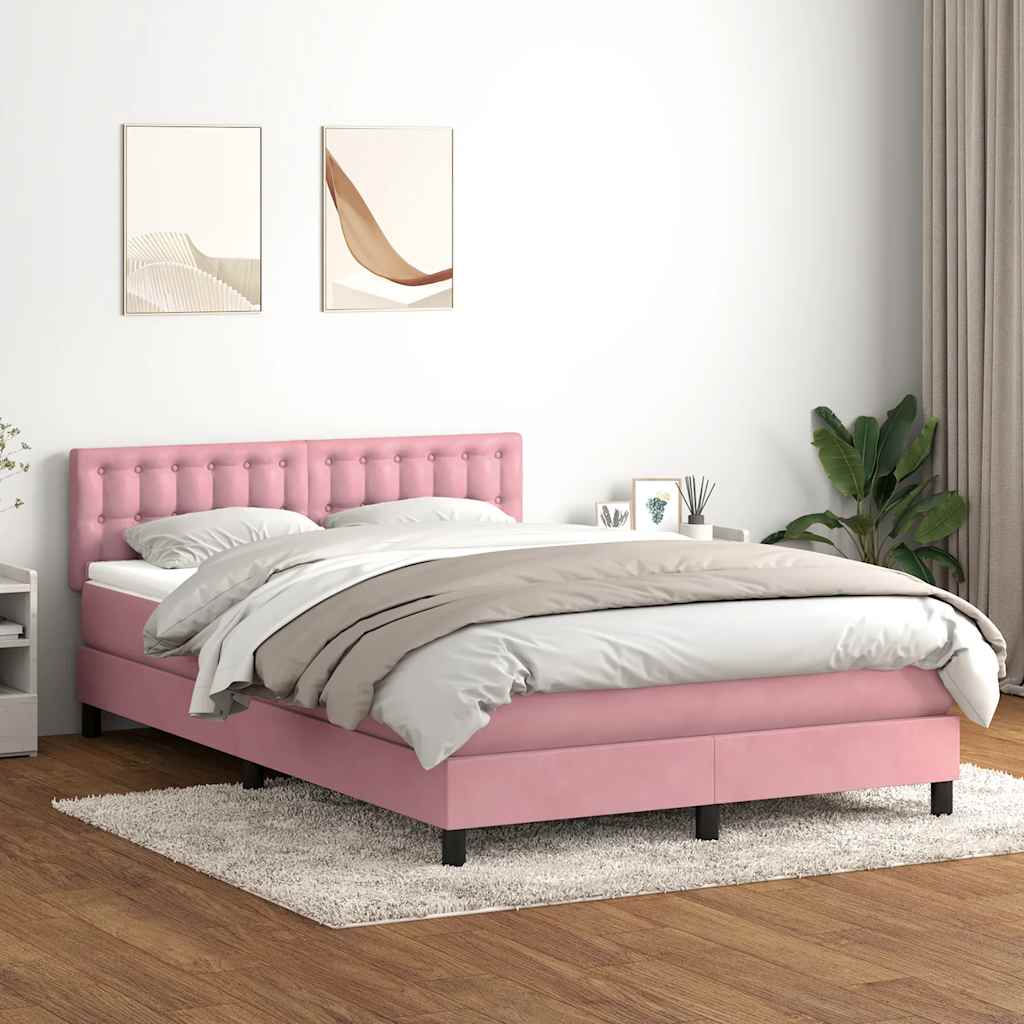 Boxspring met matras fluweel roze 160x210 cm is nu te koop bij PeponiXL, paradijselijk wonen!