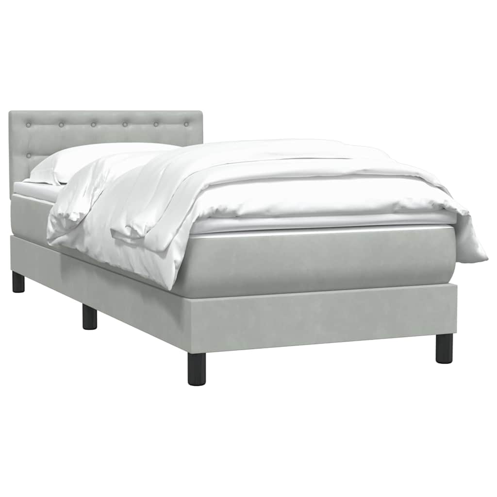 Boxspring met matras fluweel lichtgrijs 90x220 cm is nu te koop bij PeponiXL, paradijselijk wonen!