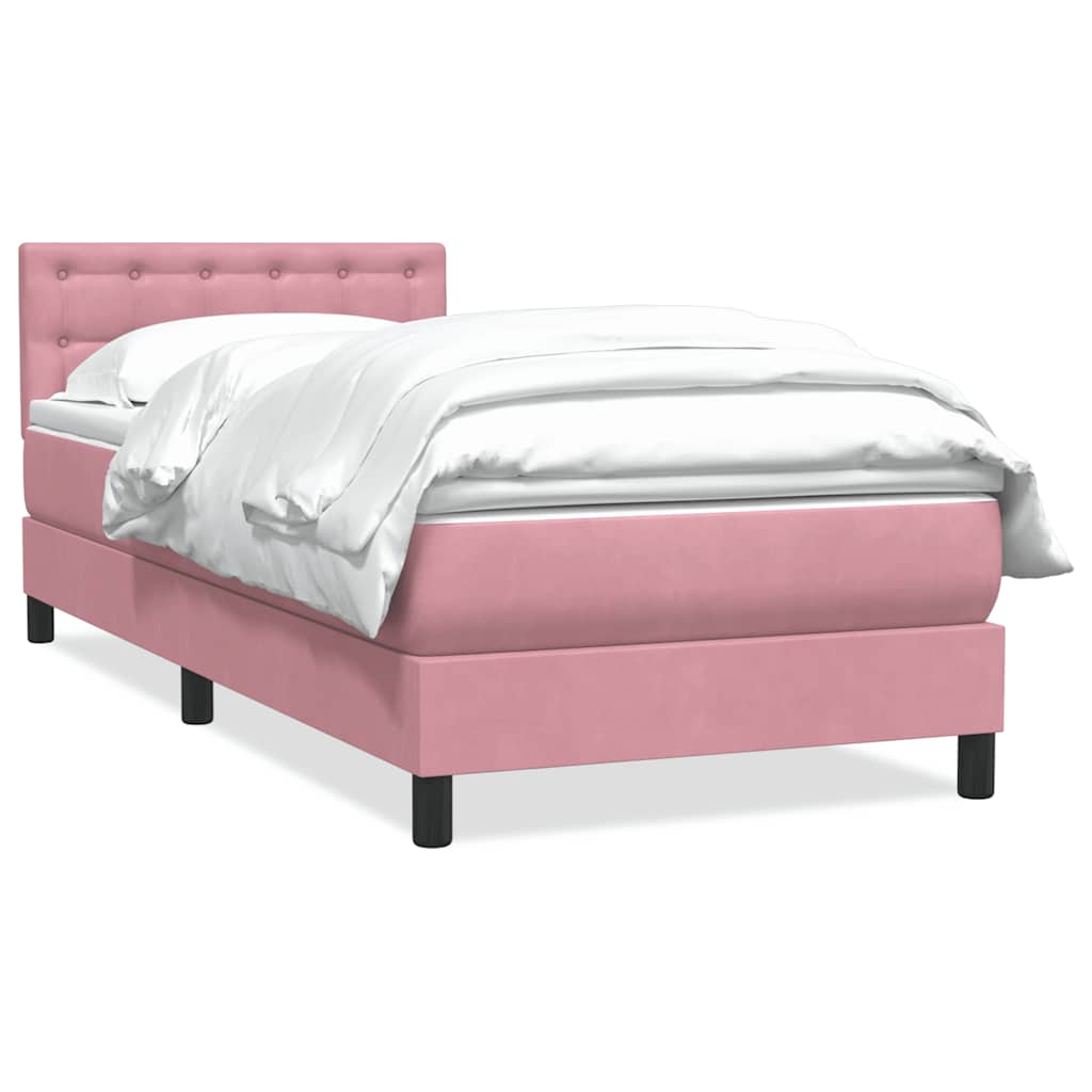 Boxspring met matras fluweel roze 100x220 cm