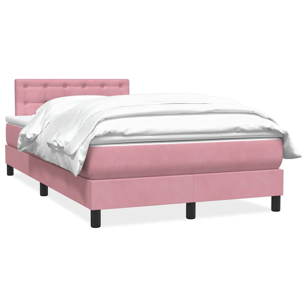 Boxspring met matras fluweel roze 120x220 cm is nu te koop bij PeponiXL, paradijselijk wonen!