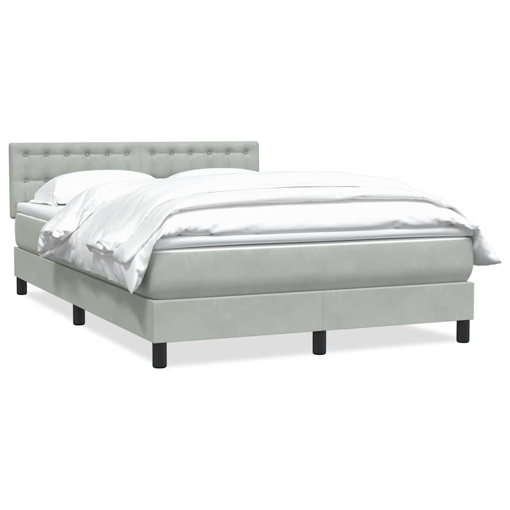 Boxspring met matras fluweel lichtgrijs 140x220 cm