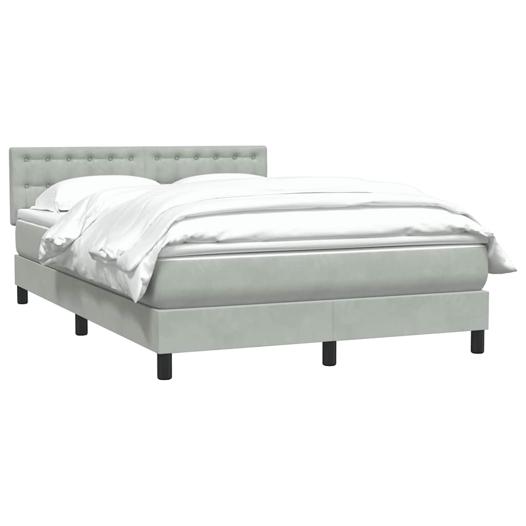 Boxspring met matras fluweel lichtgrijs 140x220 cm