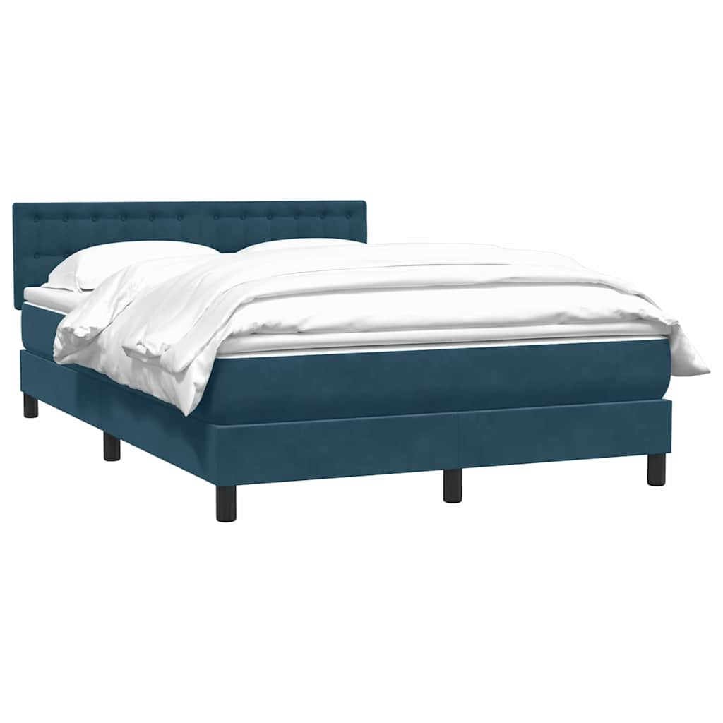 Boxspring met matras fluweel donkerblauw 160x220 cm