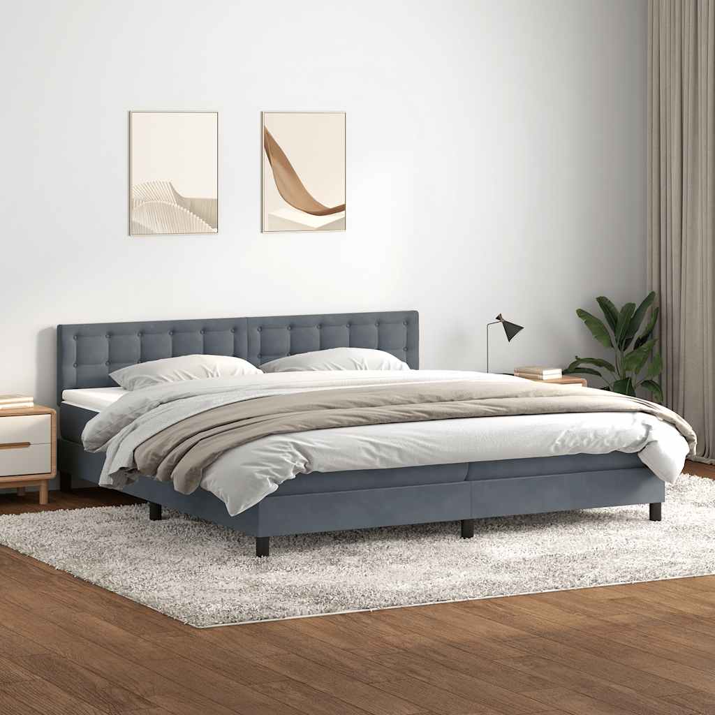 Boxspring met matras fluweel donkergrijs 180x220 cm is nu te koop bij PeponiXL, paradijselijk wonen!