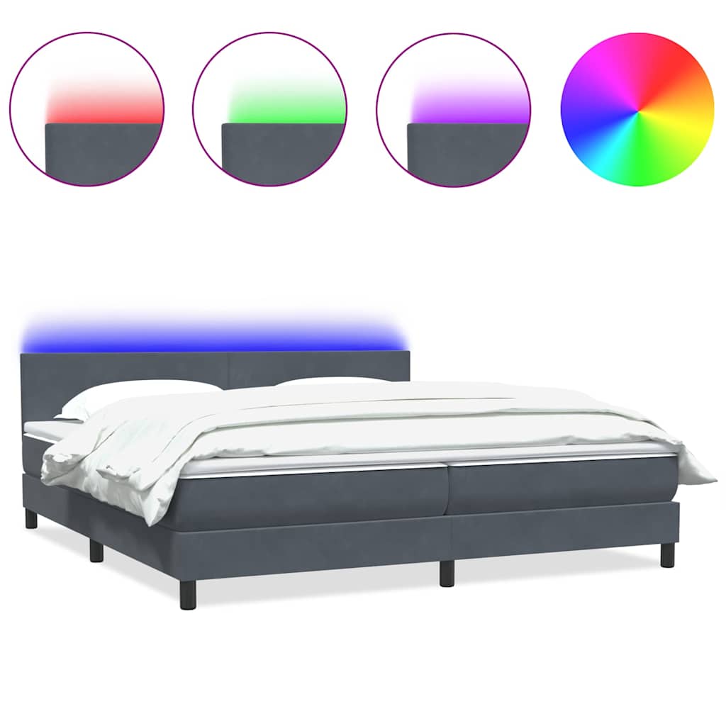 Boxspring met matras en LED fluweel donkergrijs 180x210 cm is nu te koop bij PeponiXL, paradijselijk wonen!