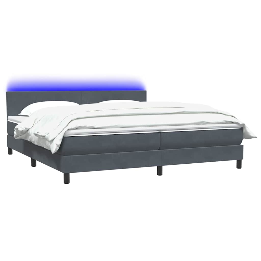 Boxspring met matras en LED fluweel donkergrijs 180x210 cm is nu te koop bij PeponiXL, paradijselijk wonen!