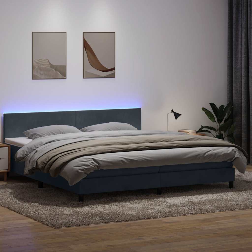 Boxspring met matras en LED fluweel donkergrijs 180x210 cm is nu te koop bij PeponiXL, paradijselijk wonen!