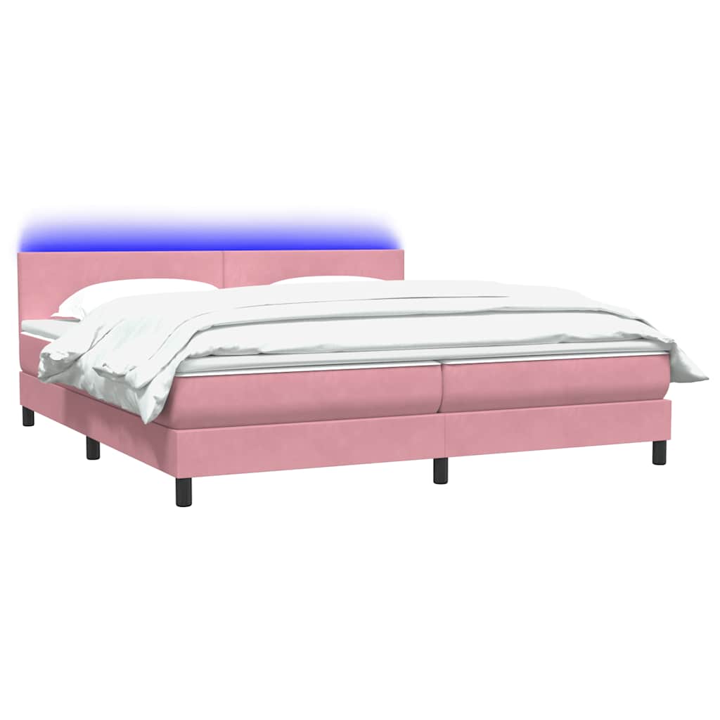 Boxspring met matras en LED fluweel roze 180x210 cm is nu te koop bij PeponiXL, paradijselijk wonen!
