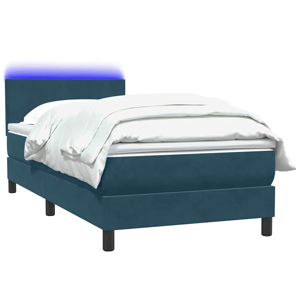 Boxspring met matras en LED fluweel donkerblauw 120x220 cm