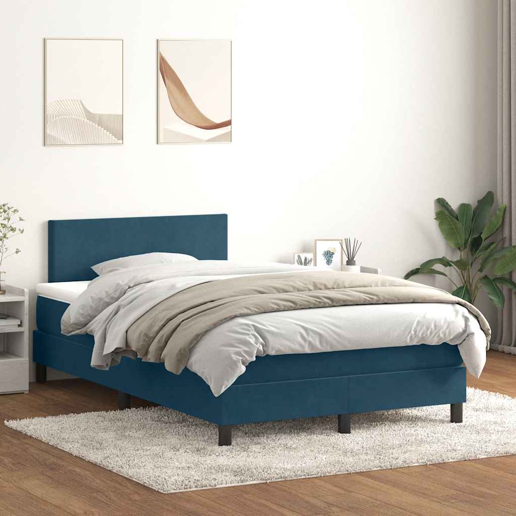 Boxspring met matras en LED fluweel donkerblauw 120x220 cm