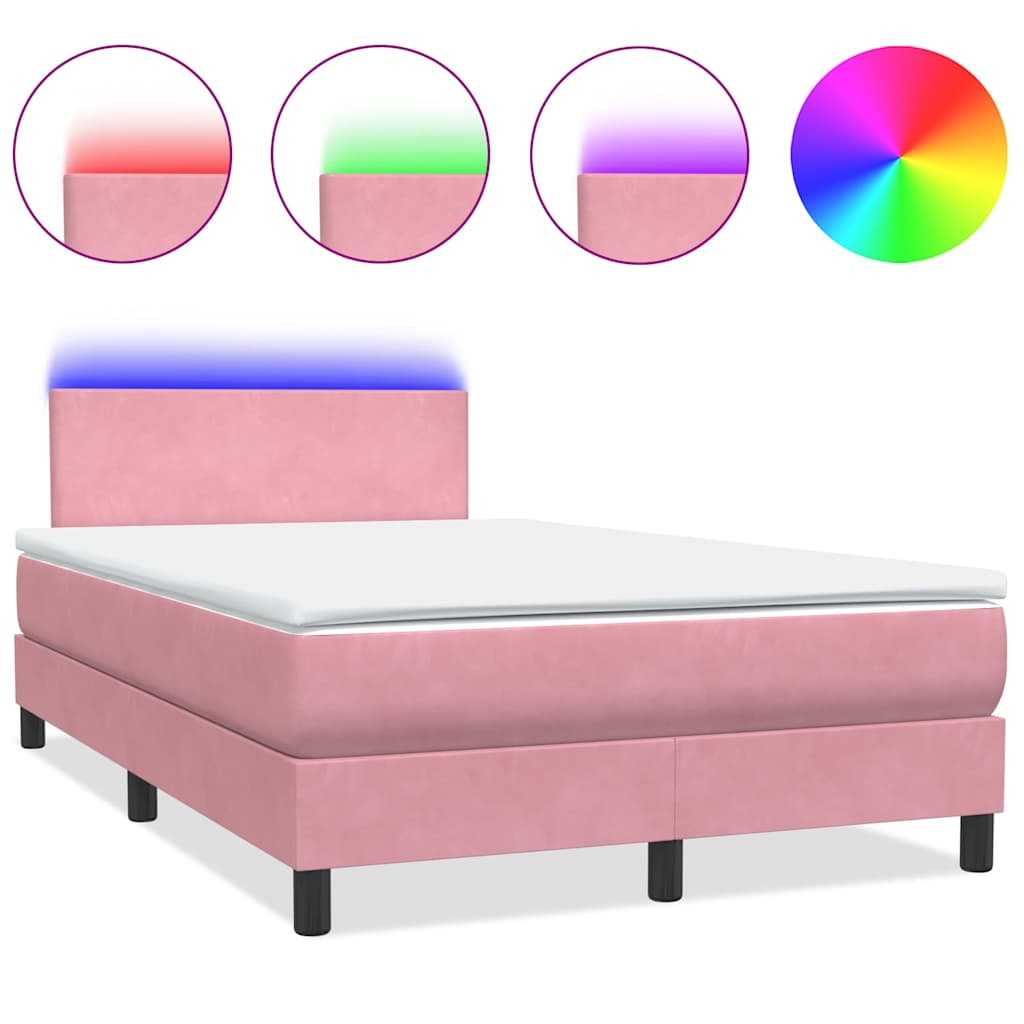 Boxspring met matras en LED fluweel roze 120x220 cm is nu te koop bij PeponiXL, paradijselijk wonen!