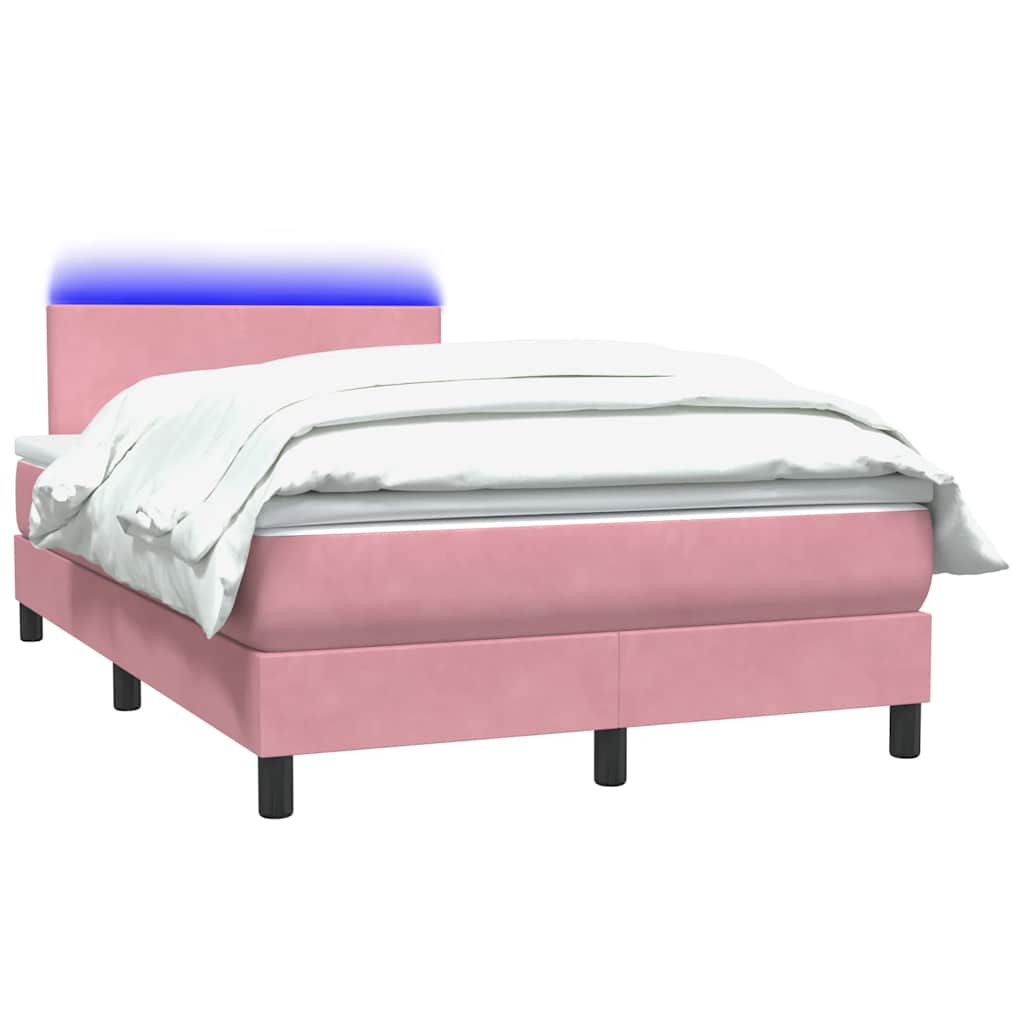 Boxspring met matras en LED fluweel roze 120x220 cm is nu te koop bij PeponiXL, paradijselijk wonen!
