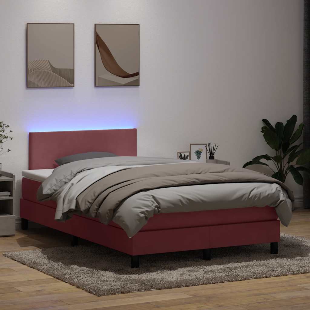 Boxspring met matras en LED fluweel roze 120x220 cm is nu te koop bij PeponiXL, paradijselijk wonen!