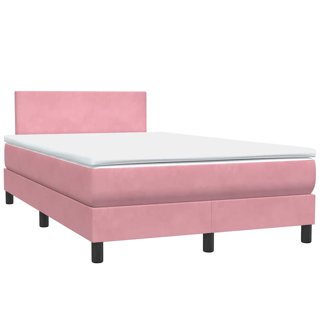 Boxspring met matras en LED fluweel roze 120x220 cm is nu te koop bij PeponiXL, paradijselijk wonen!