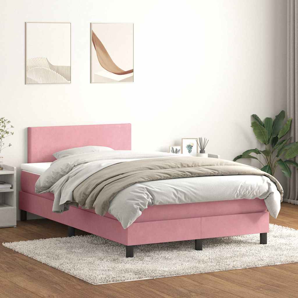 Boxspring met matras en LED fluweel roze 120x220 cm is nu te koop bij PeponiXL, paradijselijk wonen!