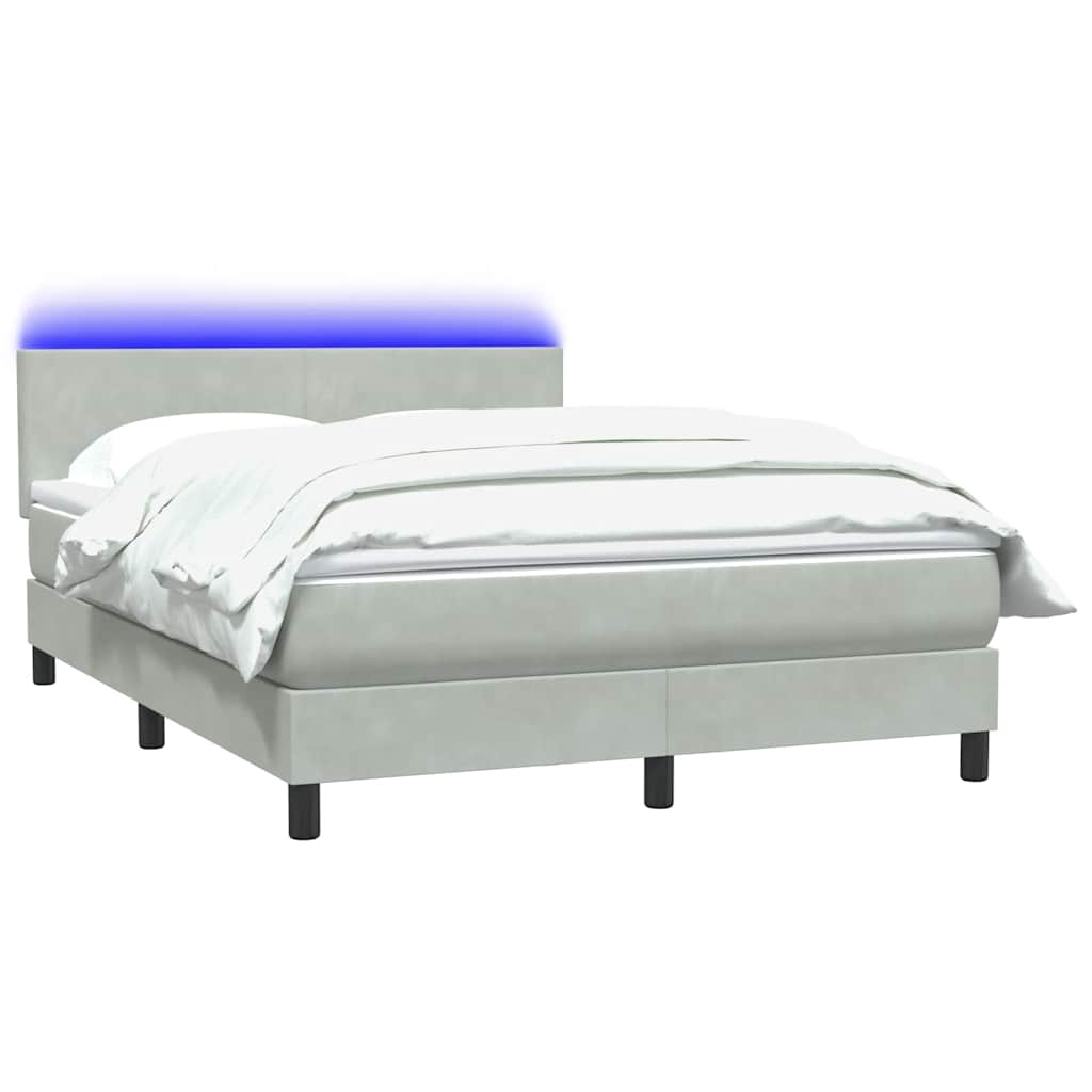 Boxspring met matras en LED fluweel lichtgrijs 140x220 cm