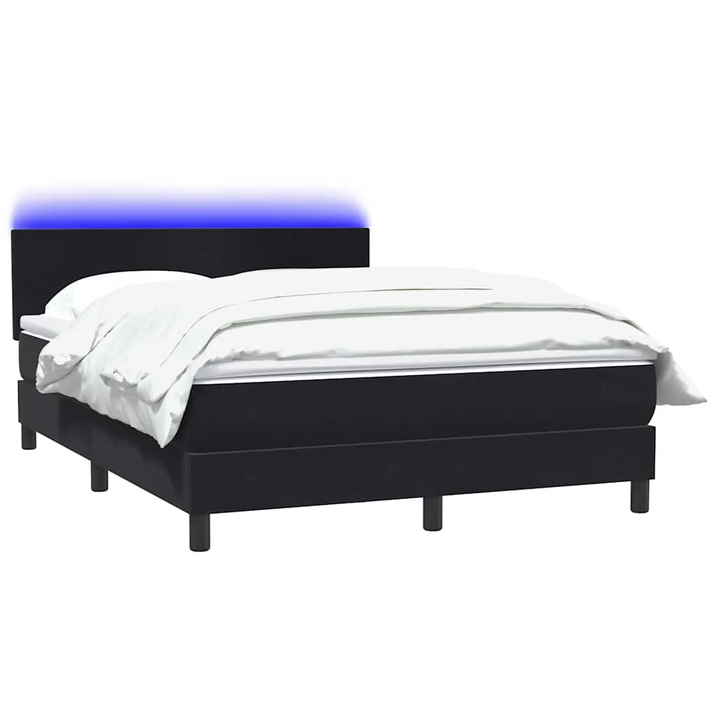 Boxspring met matras en LED fluweel zwart 140x220 cm