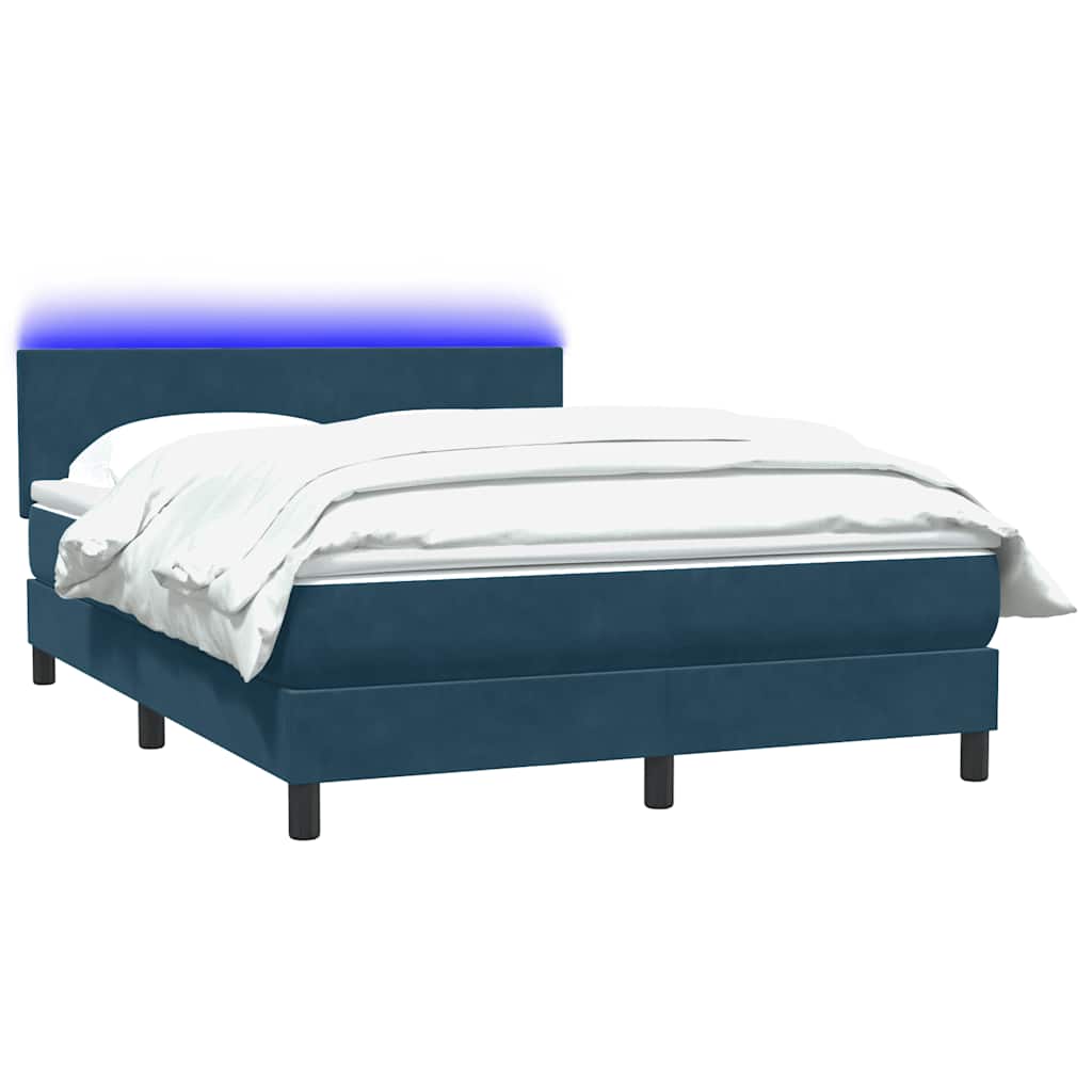 Boxspring met matras en LED fluweel donkerblauw 140x220 cm