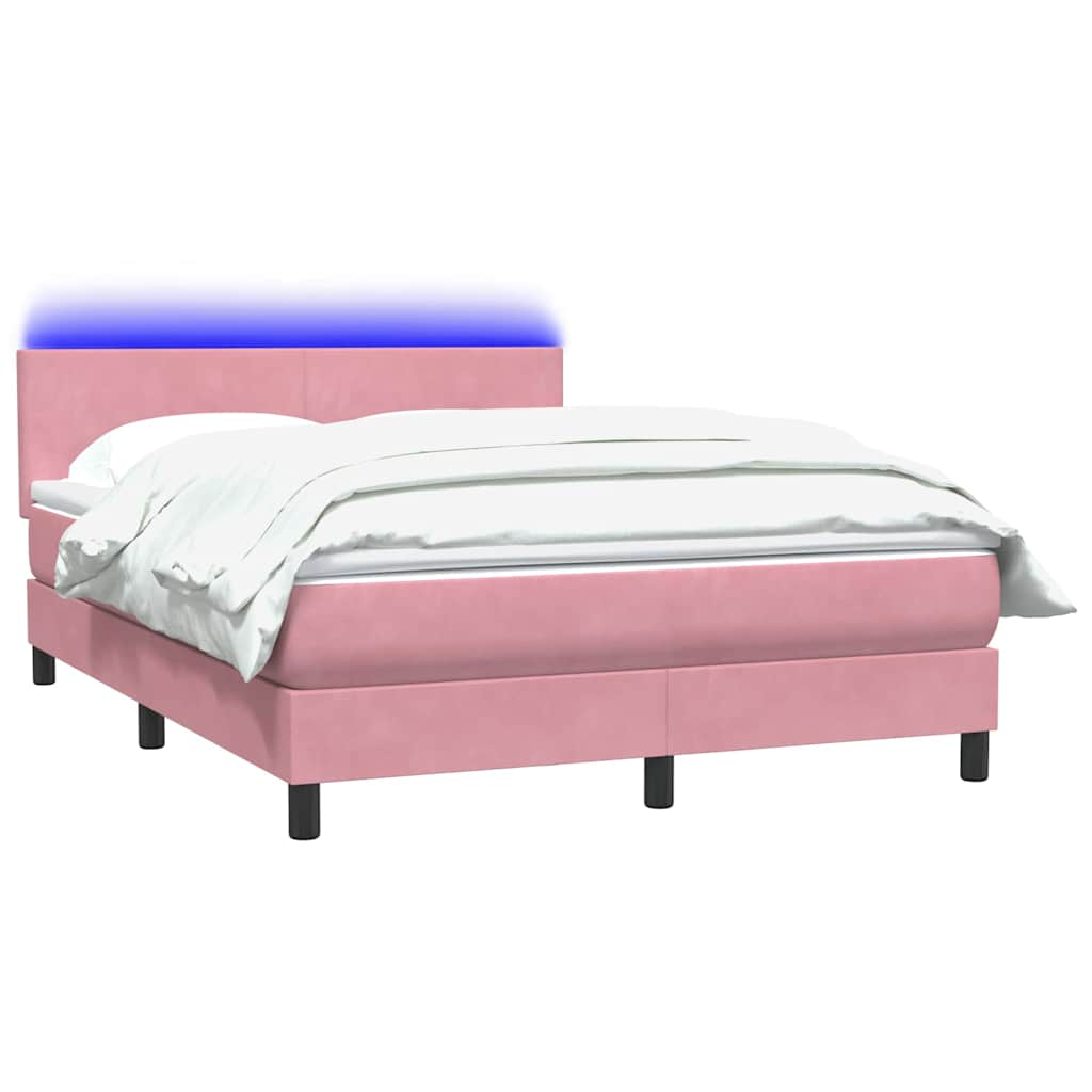 Boxspring met matras en LED fluweel roze 140x220 cm is nu te koop bij PeponiXL, paradijselijk wonen!