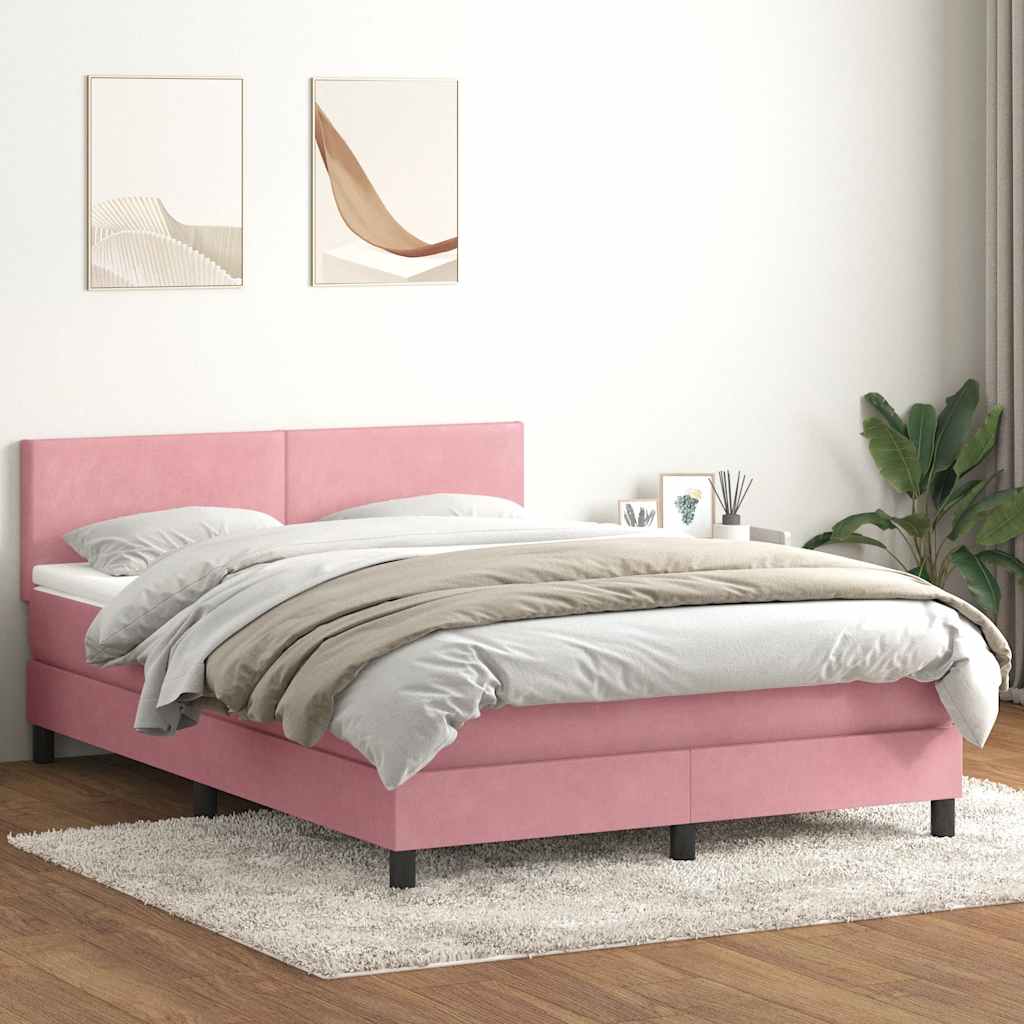 Boxspring met matras en LED fluweel roze 140x220 cm is nu te koop bij PeponiXL, paradijselijk wonen!