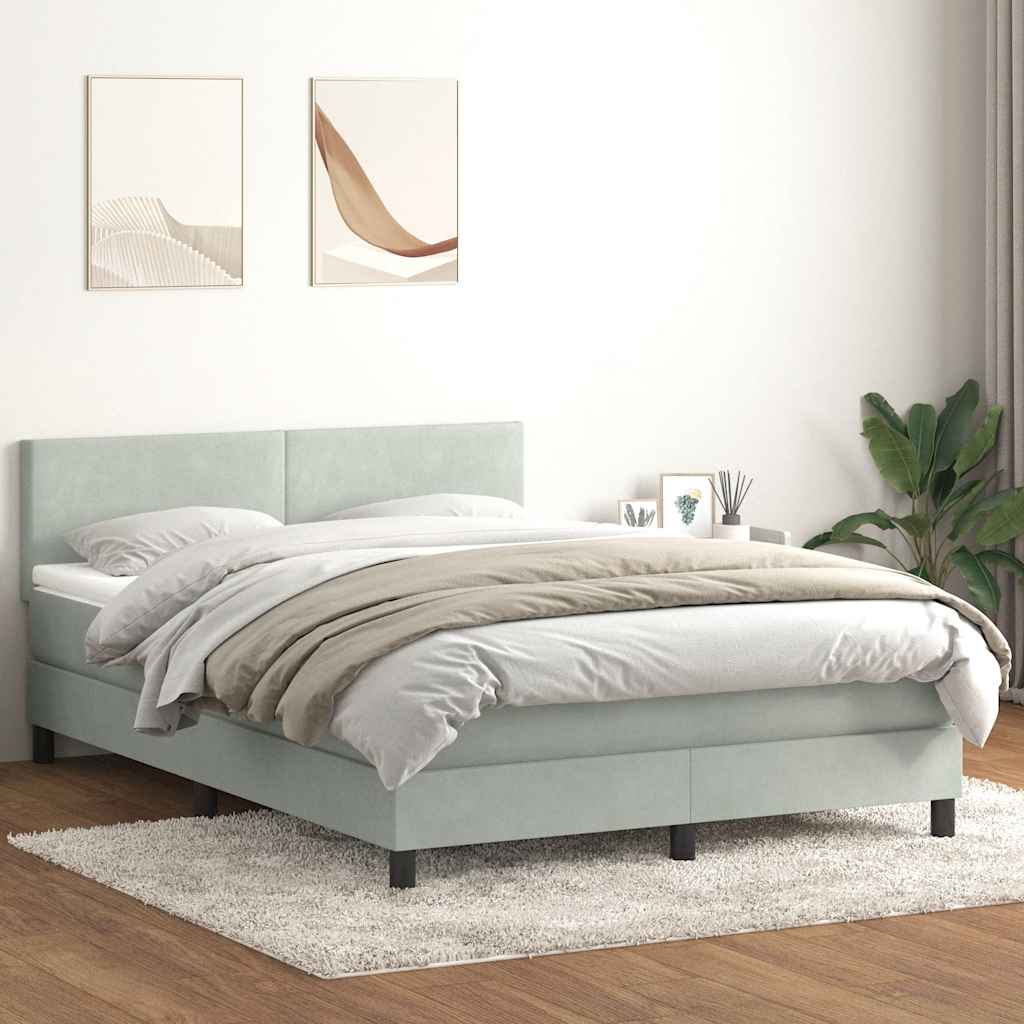 Boxspring met matras en LED fluweel lichtgrijs 160x220 cm is nu te koop bij PeponiXL, paradijselijk wonen!
