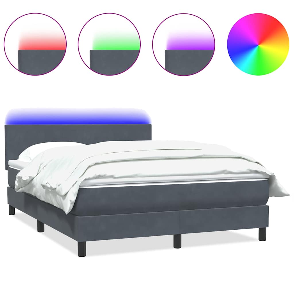 Boxspring met matras en LED fluweel donkergrijs 160x220 cm