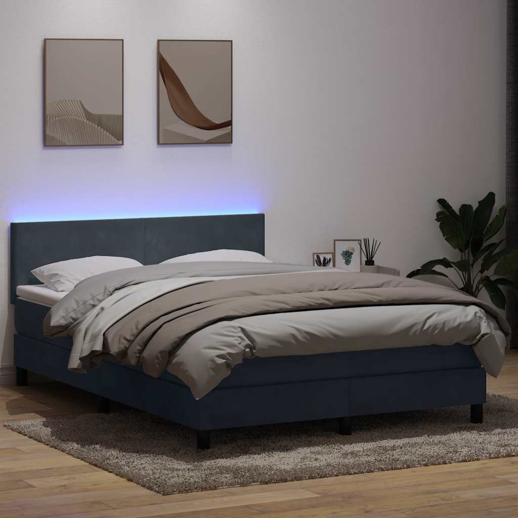 Boxspring met matras en LED fluweel donkergrijs 160x220 cm
