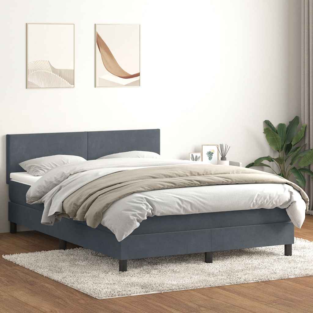 Boxspring met matras en LED fluweel donkergrijs 160x220 cm