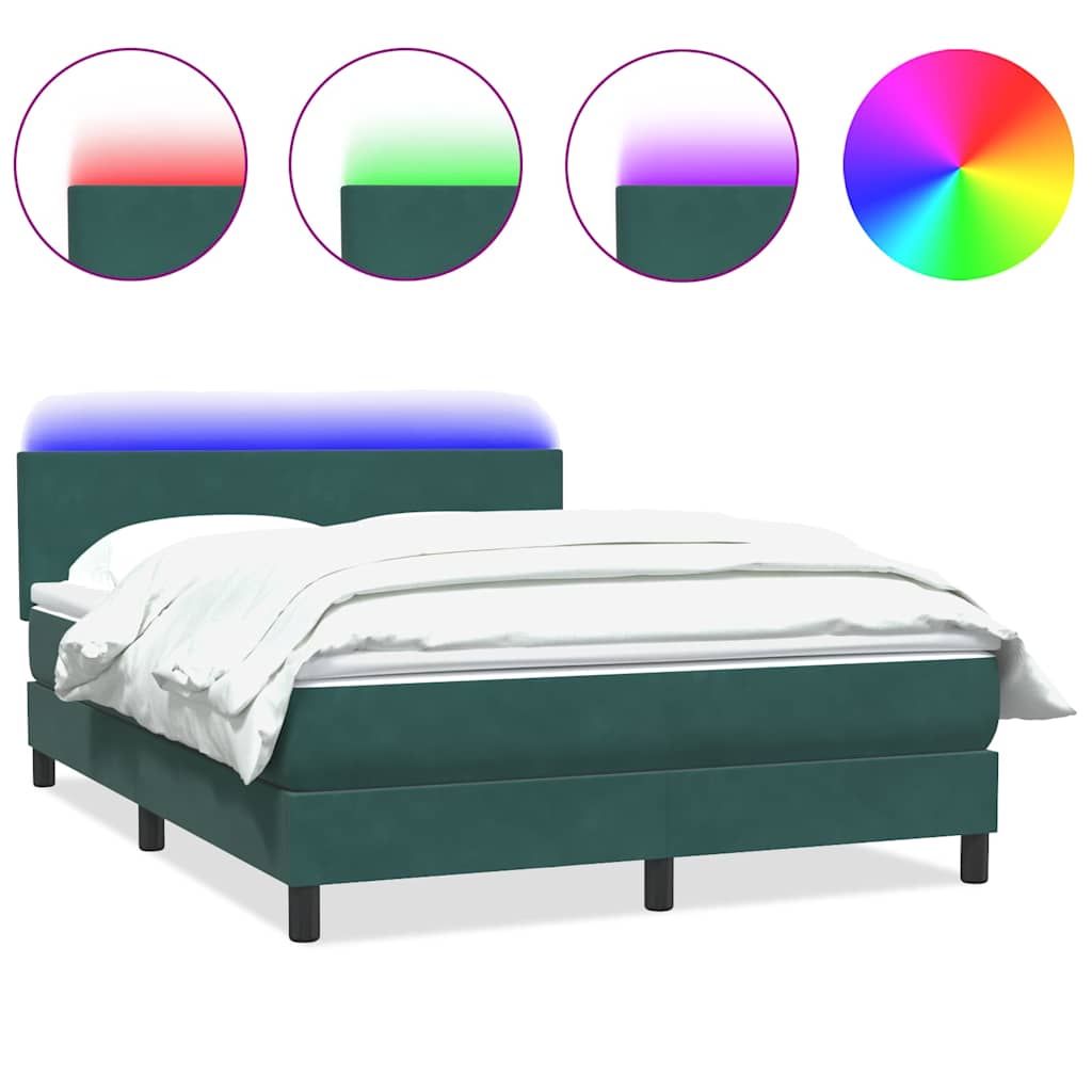 Boxspring met matras en LED fluweel donkergroen 160x220 cm is nu te koop bij PeponiXL, paradijselijk wonen!