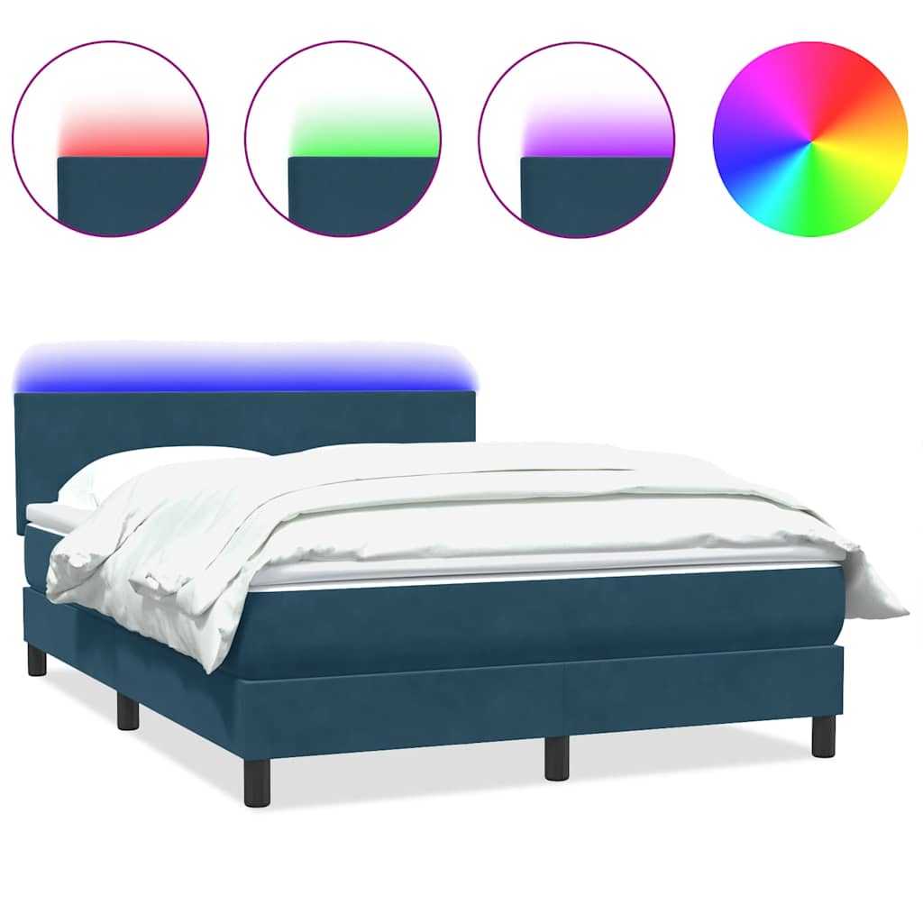 Boxspring met matras en LED fluweel donkerblauw 160x220 cm