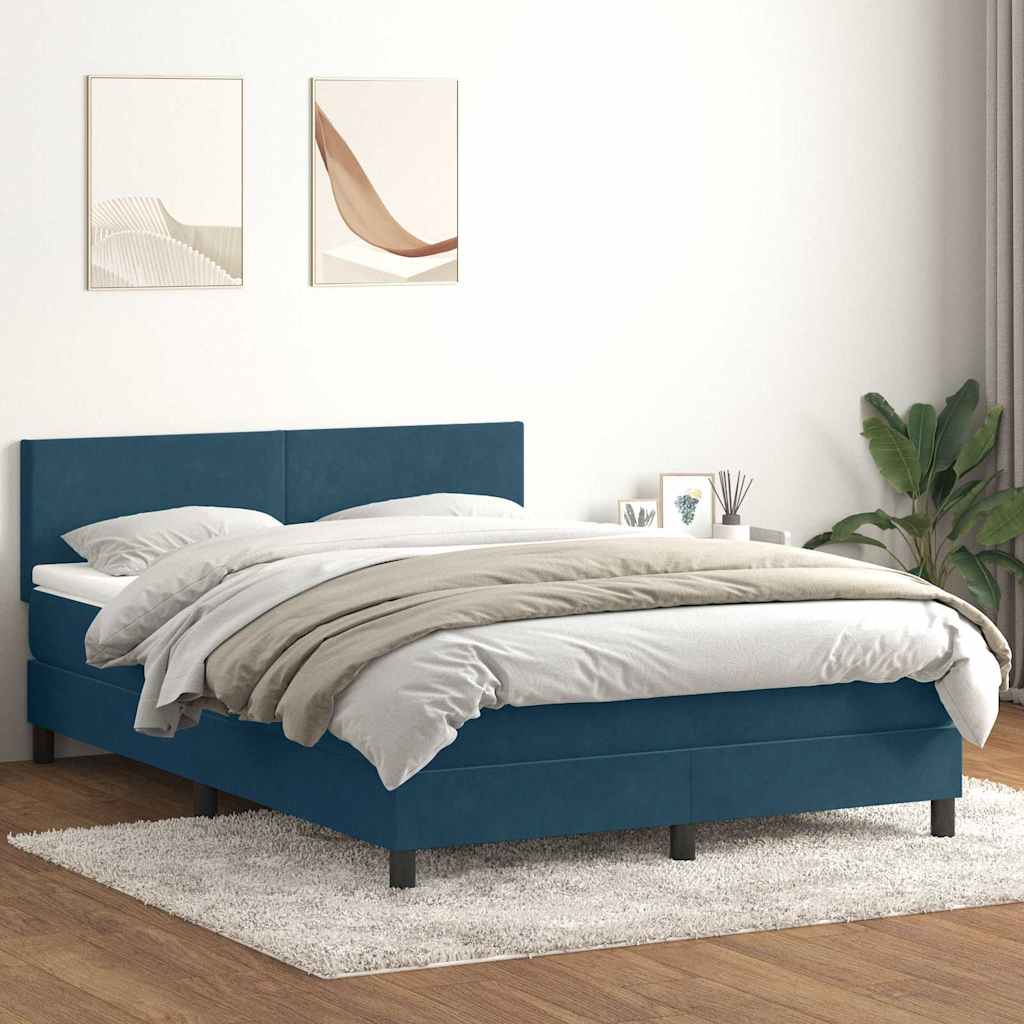 Boxspring met matras en LED fluweel donkerblauw 160x220 cm