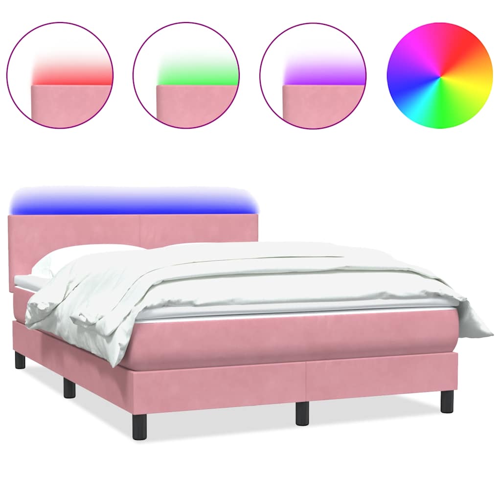 Boxspring met matras en LED fluweel roze 160x220 cm is nu te koop bij PeponiXL, paradijselijk wonen!